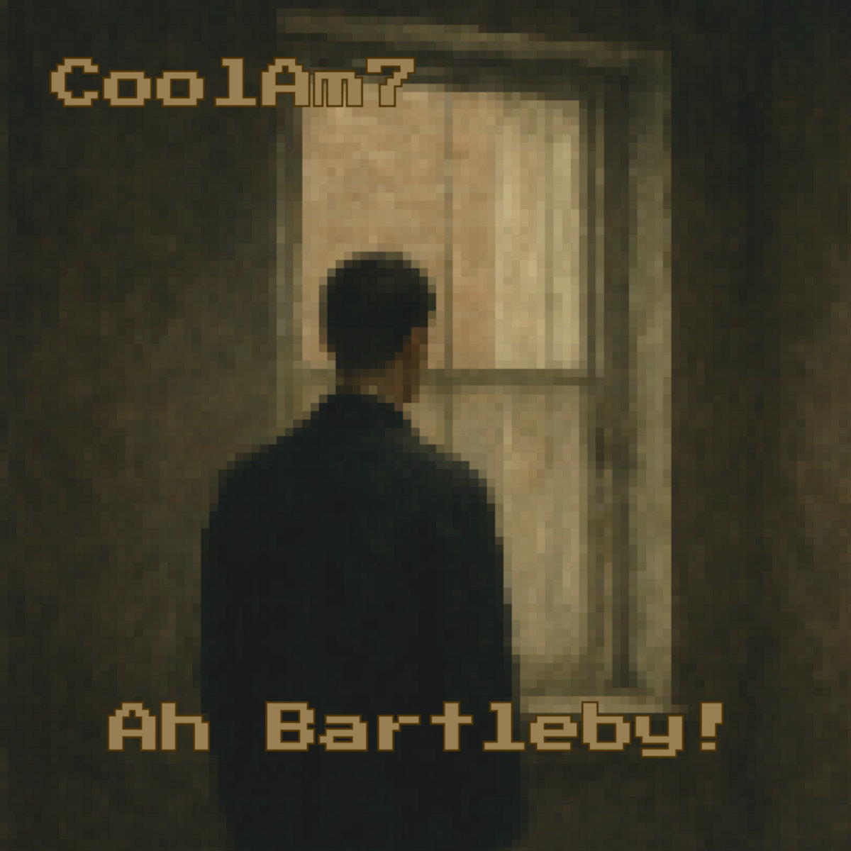 Album cover for "Ah Bartleby!" - Single released in 2025. A synthwave tribute to Herman Melville's 'Bartleby, the Scrivener'. The track captures the mysterious and melancholic atmosphere of the story through retro-electronic sounds.