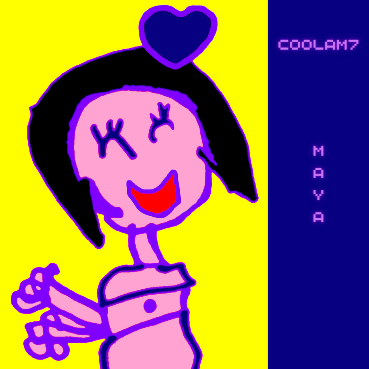 Album cover for "Maya" - Single released in 2023. As Alpha Chrome Yayo wrote: A heart-thumping slab of super cute chiptune wrapped in gorrrrgeous artwork - what's not to love!