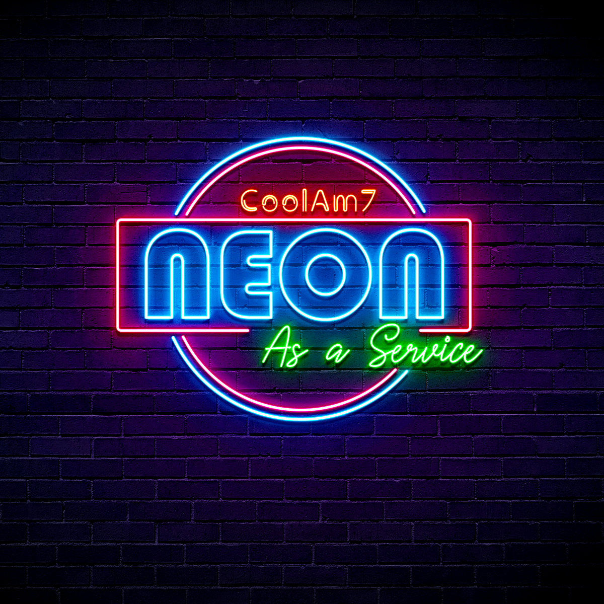 Album cover for "Neon As A Service" - Single released in 2022. A cyberpunk-inspired single that imagines a future where even neon lights are subscription-based. Features heavy synthwave beats with a satirical edge.